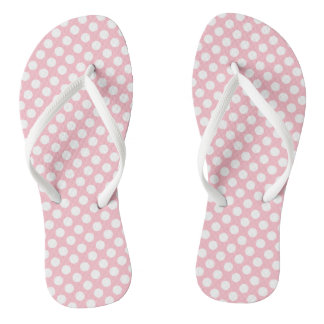 White on Pink Medium Size Polka Dots Thongs
