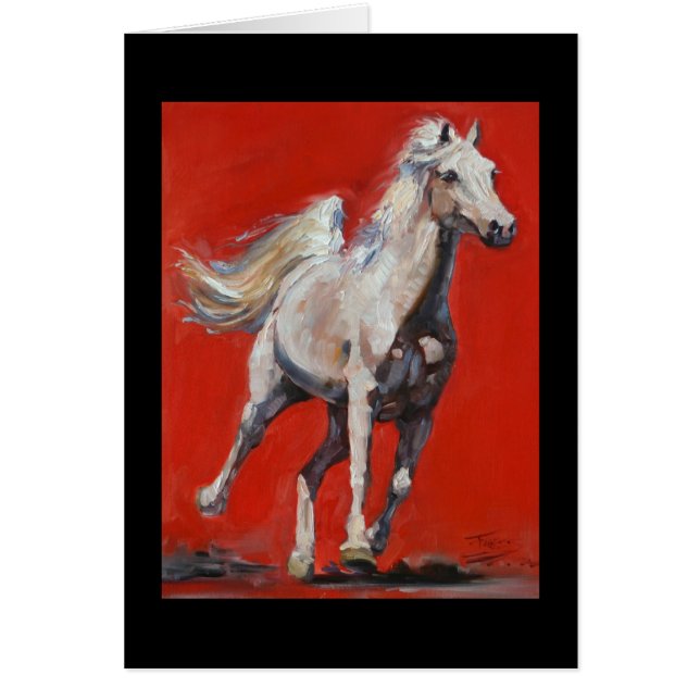 White on Red Arabian horse card (Front)