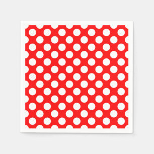 White on Red Large Size Polka Dots Paper Napkin