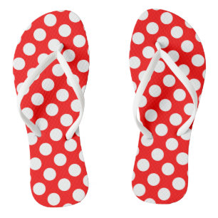 White on Red Large Size Polka Dots Thongs