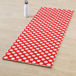 White on Red Large Size Polka Dots Yoga Mat