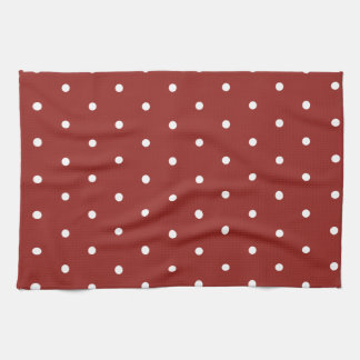 White on Red Polka Dots Tea Towel