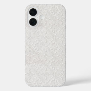 White On White Floral Pattern iPhone 16 Case