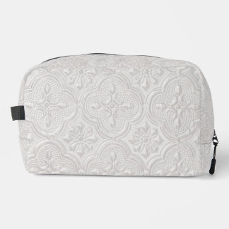 White On White Floral Pattern Dopp Kit