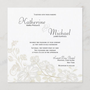 White on White Floral Wedding Invitations