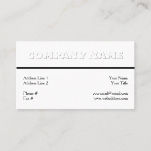 White on White Generic Adaptable Professional Business Card