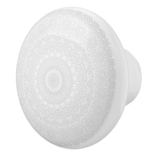 White on White Geometric Mandala Pattern Ceramic Knob