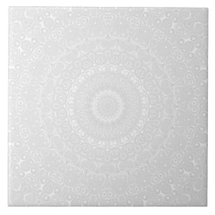 White on White Geometric Mandala Pattern Ceramic Tile