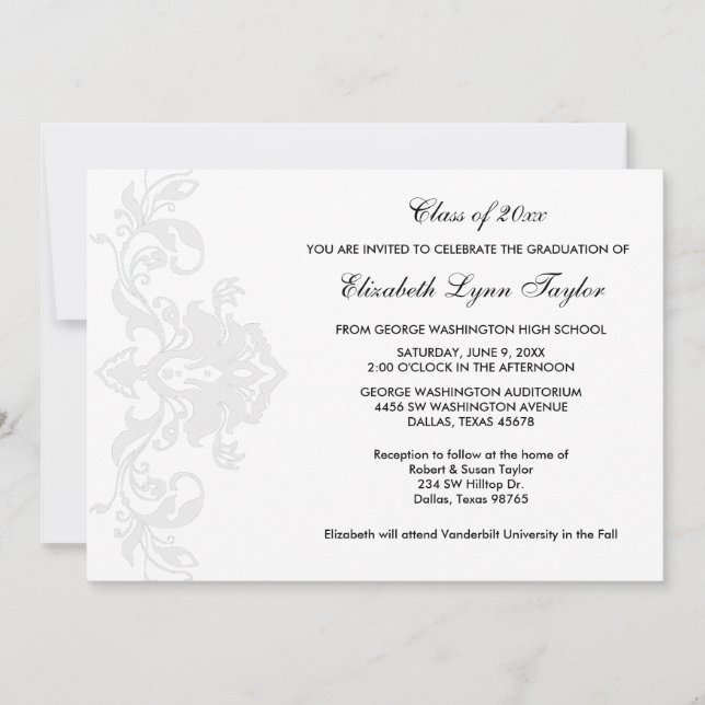 White on White Graduation Announcement (Front)