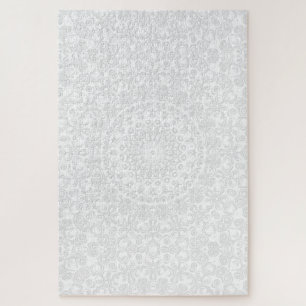 White on White Minimal Mandala Pattern Jigsaw Puzzle
