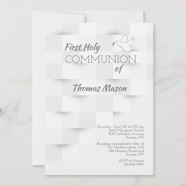 White on White Religious Invitation (Front)