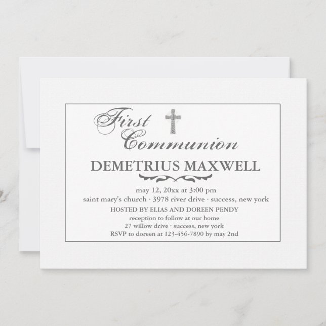 White on White Religious Invitation (Front)