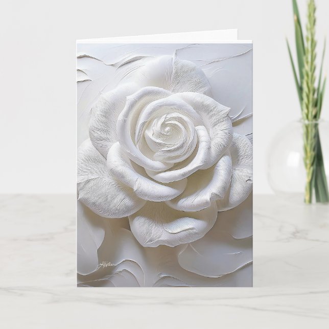 White On White - Sculpted Rose Card (Front)