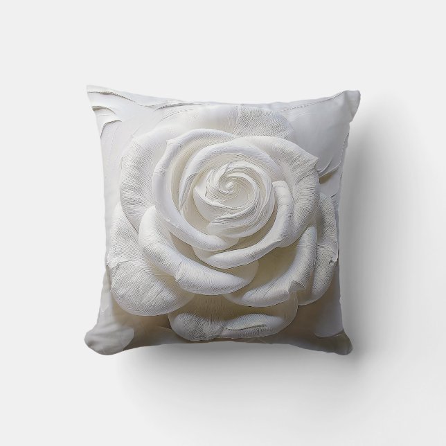 White On White - Sculpted Rose Cushion (Front)