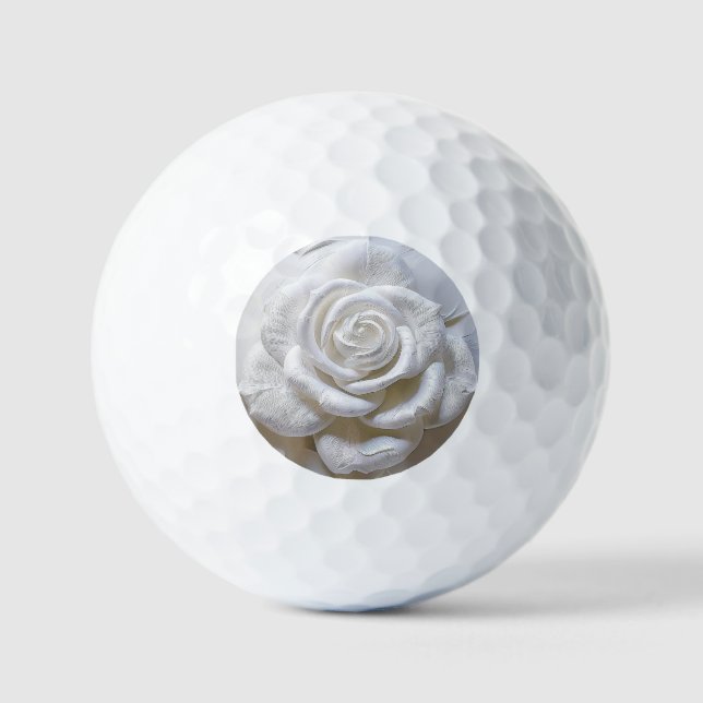 White On White - Sculpted Rose Golf Balls (Front)