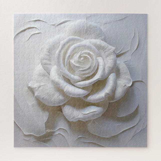 White On White - Sculpted Rose Jigsaw Puzzle (Vertical)