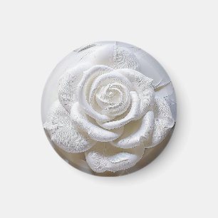 White On White - Sculpted Rose Magnet