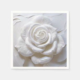 White On White - Sculpted Rose Napkin