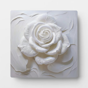 White On White - Sculpted Rose Plaque