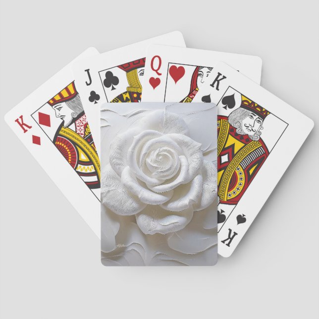 White On White - Sculpted Rose Playing Cards (Back)