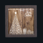 White on Wood Christmas Gift Box<br><div class="desc">White Christmas motifs (tree,  gifts and calligraphy) design. 
Customise to your liking with more text or images.
Check the shop for matching items,  and other items.</div>