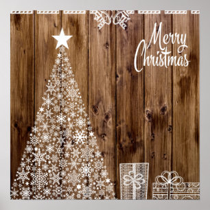 White on Wood Christmas Poster