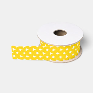 White on Yellow F-15 Fighter Jet Patterned Grosgrain Ribbon