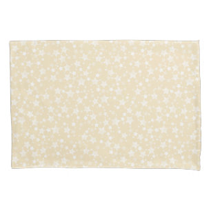 White on Yellow   Lino Print Stars Pattern Pillowcase