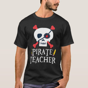 White One Eye Skull Pencil Happy Peace Day Pirate T-Shirt