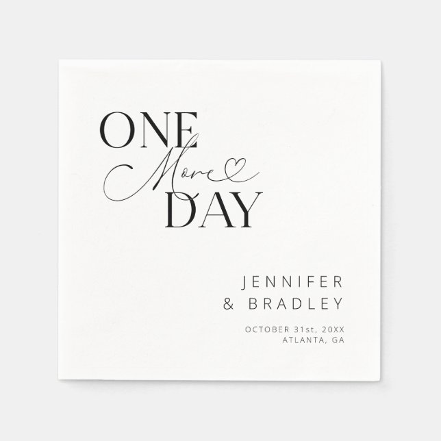 White One More Day Rehearsal Dinner  Napkin (Front)