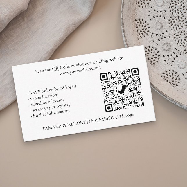 White Online RSVP QR Code Wedding Enclosure Card (Creator Uploaded)