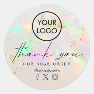  white opal inspired texture thank you classic rou classic round sticker