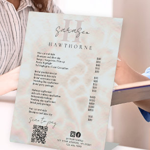 White Opal Price List Scan to Pay QR Code Monogram Pedestal Sign