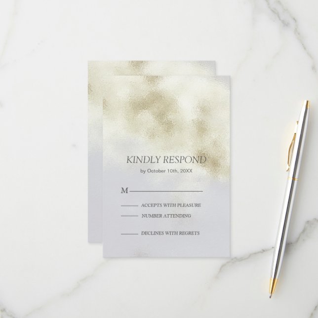 White Opal  RSVP Card (Front/Back In Situ)