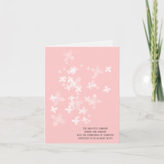 white opaque flower sympathy thank you card (Front)