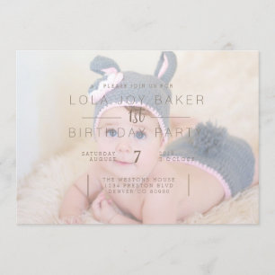 White Opaque Overlay   1st Birthday Photo Invite