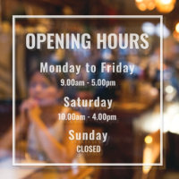White Opening Hours Business Sign
