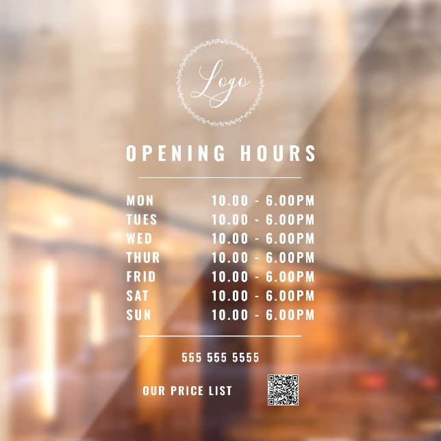 White Opening Hours Logo QR Code Transparent  (Sheet 2)