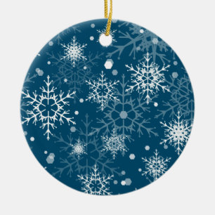White openwork snowflakes ceramic ornament