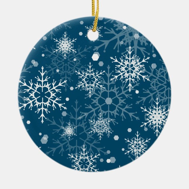 White openwork snowflakes  ceramic ornament (Front)