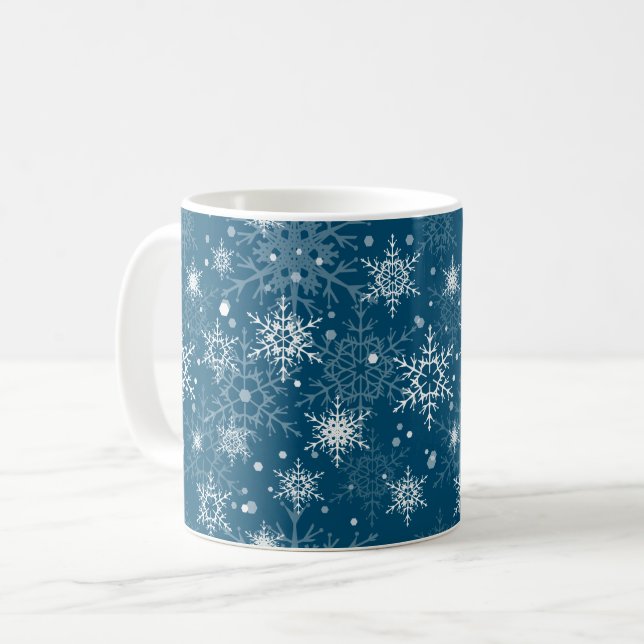 White openwork snowflakes  coffee mug (Front Left)