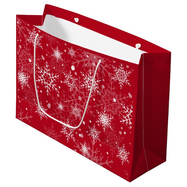 White openwork snowflakes  large gift bag (Front Angled)