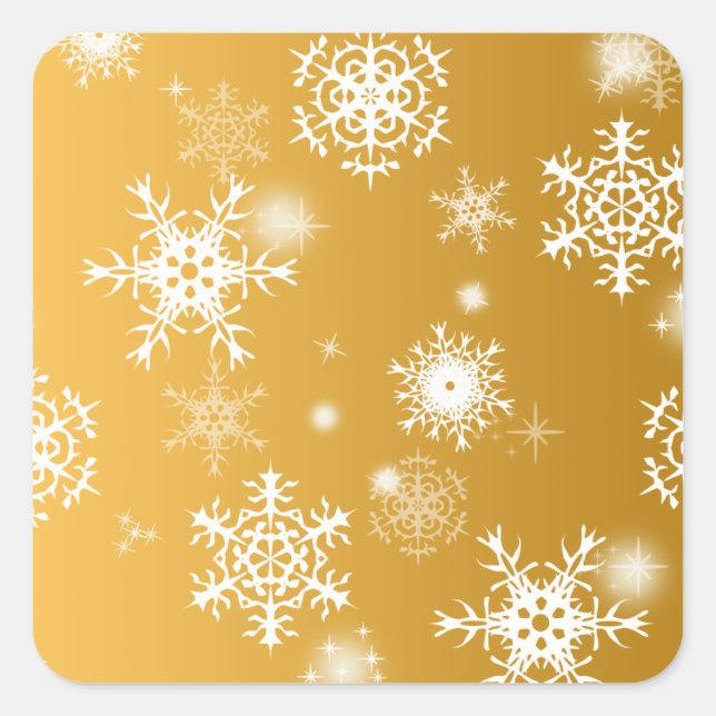White openwork snowflakes.  square sticker (Front)