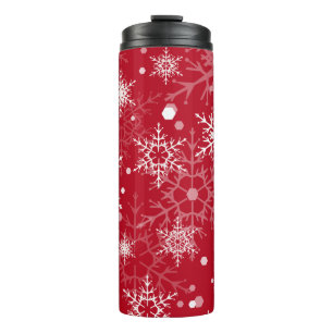 White openwork snowflakes thermal tumbler
