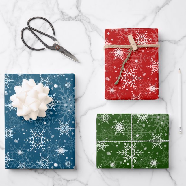 White openwork snowflakes  wrapping paper sheets (Front)