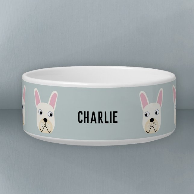 White or Cream French Bulldog Name Bowl (Creator Uploaded)