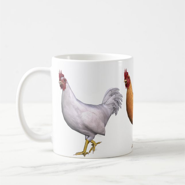 White Orange And Black Rooster Coffee Mug (Left)