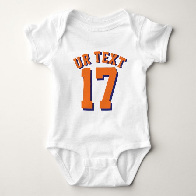 White & Orange Baby | Sports Jersey Design Baby Bodysuit (Front)