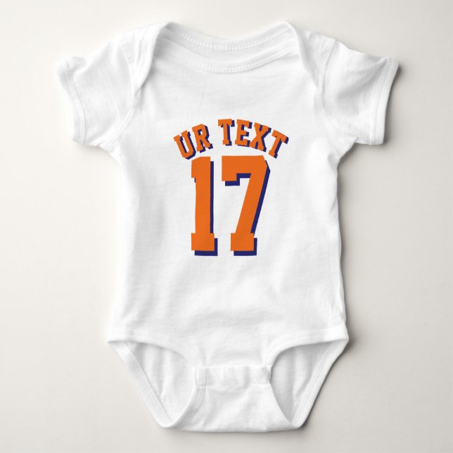 White & Orange Baby | Sports Jersey Design Bodysuit (Front)