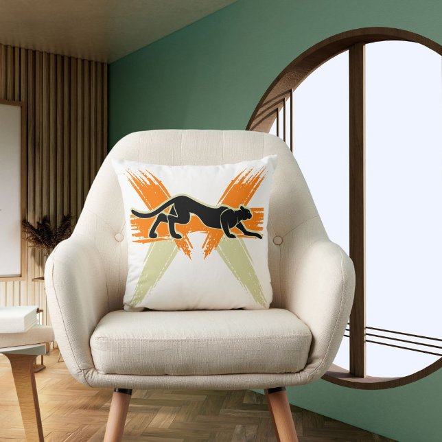 White Orange Black Cute Animal Cat Colourful Moder Cushion (Creator Uploaded)